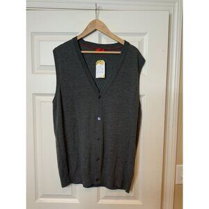 Isaia Gray Button-Up Wool Vest, Size 3XL